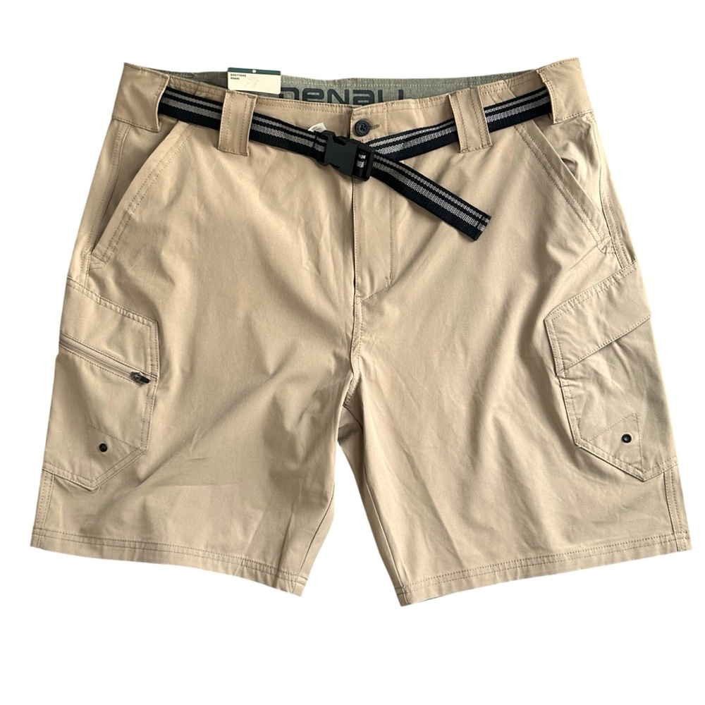 DENALI Men's Size 40 NWT Stretch Hybrid Cargo Shorts Khaki Color Belted Mesh NWT